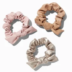 Faux Leather Knotted Hair Scrunchies - 3 Pack