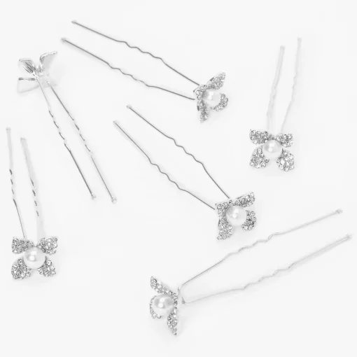 Faux Pearl Floral Hair Pins - 6 Pack