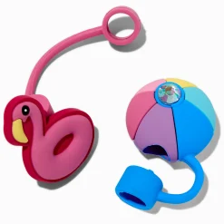 Flamingo & Beach Ball Straw Covers - 2 Pack