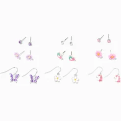 Floral Butterfly Earrings Set - 9 Pack