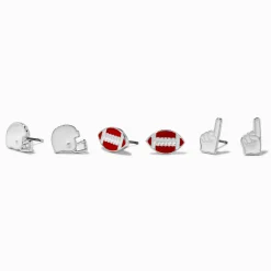 Football Stud Earrings - 3 Pack