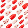 French Strawberry Stiletto Vegan Faux Nail Set - 24 Pack