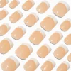 French Tip Short Square Vegan Faux Nail Set - 24 Pack