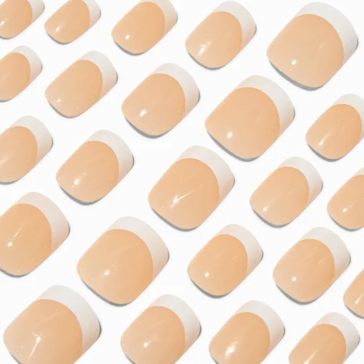 French Tip Short Square Vegan Faux Nail Set - 24 Pack