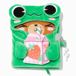 Frog Costume Strawberry Milk Bear Plush Lock Diary