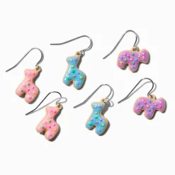 Frosted Animal Cookie Drop Earrings - 3 Pack