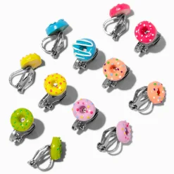 Frosted Donuts Clip-On Stud Earrings - 6 Pack