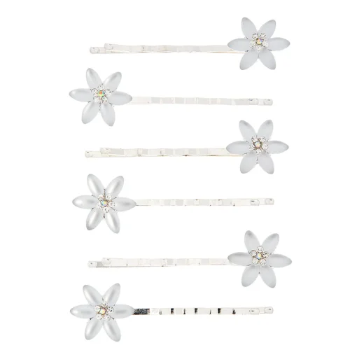 Frosted Flower Bobby Pins - 6 Pack
