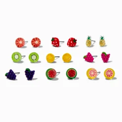 Fruit Acrylic Stud Earrings - 9 Pack