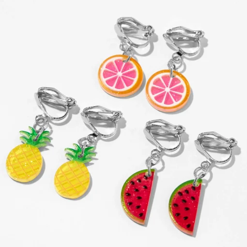 Fruit Clip-On Earrings - 3 Pack