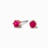 Fuchsia Cubic Zirconia 4mm Round Stud Earrings