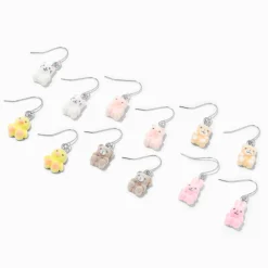 Fuzzy Animal 0.5" Drop Earrings - 6 Pack