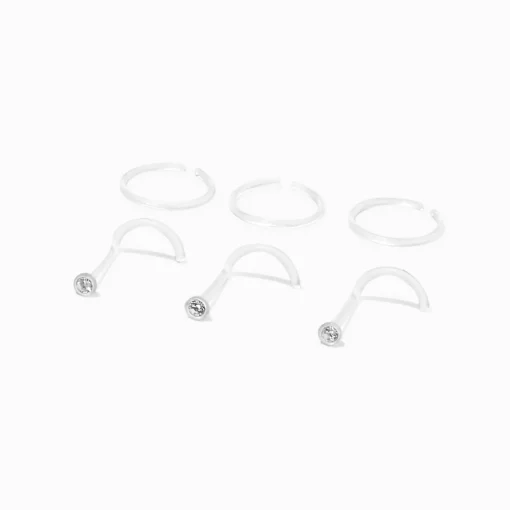 20G BioFlex® Mixed Stud & Hoop Nose Rings - 6 Pack