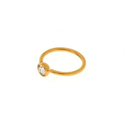 20G Gold-tone Stainless Steel Clear Crystal Nose Ring