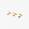 20G Gold-tone Stainless Steel Mixed Crystal Nose Studs - 3 Pack