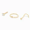 20G Gold-tone Stainless Steel Oval Ball Nose Jewelry - 3 Pack