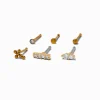 20G Gold-tone Stainless Steel Cubic Zirconia Mixed Nose Studs - 6 Pack