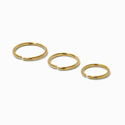 20G Gold-tone Stainless Steel Mixed Nose Hoops - 3 Pack