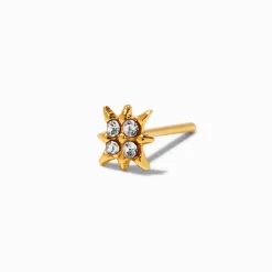 22G Gold-tone Sterling Silver Crystal Star Nose Ring