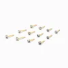 22G Gold-tone Sterling Silver Assorted Crystal Nose Studs - 12 Pack