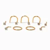 22G Gold-tone Sterling Silver Cubic Zirconia Nose Studs & Rings - 9 Pack