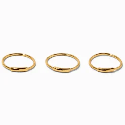 22G Gold-tone Sterling Silver Bar Hoop Nose Rings - 3 Pack