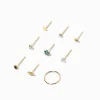22G Gold-tone Sterling Silver Flower Nose Studs & Hoop - 9 Pack