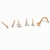 22G Gold-tone Sterling Silver Mixed Crystal Nose Studs - 6 Pack