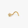 20G Gold-tone Titanium Crystal Flower Nose Stud