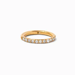 16G Gold-tone Titanium Crystal Nose Ring