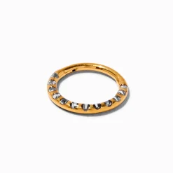 18G Gold-tone Titanium Crystal Nose Ring