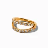 18G Gold-tone Titanium Crystal Double Row Nose Ring