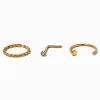 20G Gold-tone Titanium Crystal Stud & Twisted Hoops - 3 Pack