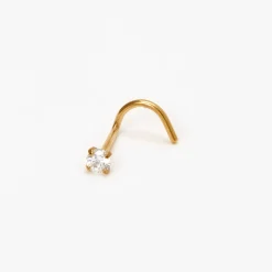 20G Gold-tone Titanium Crystal Nose Stud