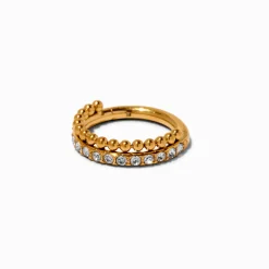 16G Gold-tone Titanium Crystals & Balls Nose Hoop