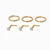 20G Gold-tone Titanium Cubic Zirconia Studs & Hoops - 6 Pack
