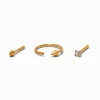 20G Gold-tone Titanium Cubic Zirconia Spike Nose Studs & Hoop - 3 Pack