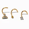20G Gold-tone Titanium Cubic Zirconia Geometric Nose Studs - 3 Pack