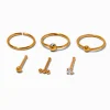 20G Gold-tone Titanium Cubic Zirconia Nose Studs & Hoops - 6 Pack