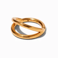 16G Gold-tone Titanium Double Row Nose Ring