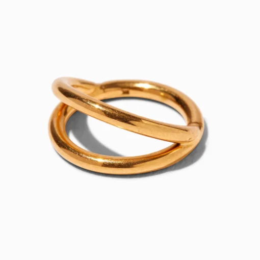 16G Gold-tone Titanium Double Row Nose Ring