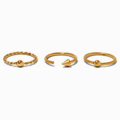 20G Gold-tone Titanium Twisted Spike Nose Hoops - 3 Pack