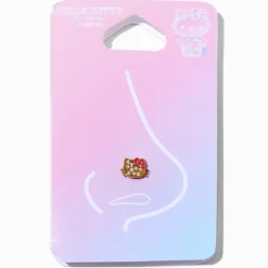 16G Hello Kitty® Claire's Exclusive Gold-tone Stainless Steel Crystal Face Nose Stud