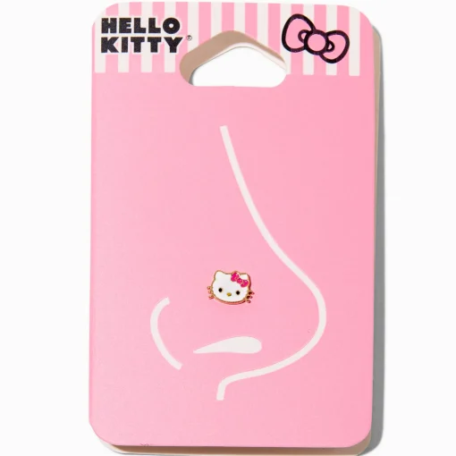 20G Hello Kitty® Gold-tone Stainless Steel Enamel Face Nose Stud