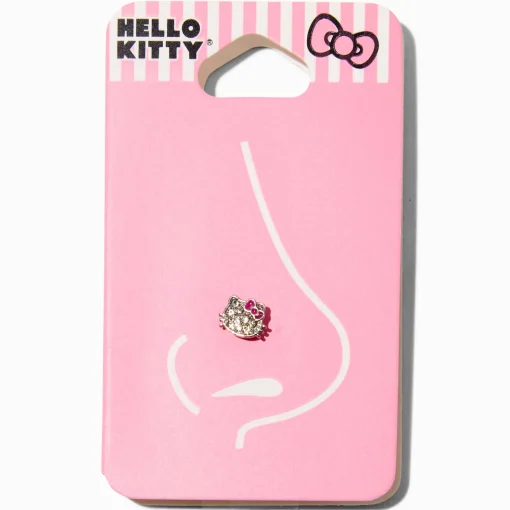 16G Hello Kitty® Stainless Steel Crystal Face Nose Stud