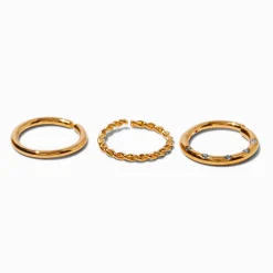 18G 18k Gold Plated Titanium Mixed Nose Hoops - 3 Pack
