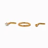 18G 18k Yellow Gold Plated Titanium Stud & Hoop Nose Jewelry Set - 3 Pack