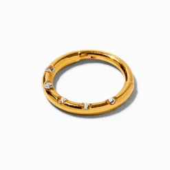 18G 18kt Gold Plated Titanium Crystal Hoop Nose Ring
