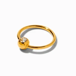 20G 18kt Gold Plated Titanium Ball Hoop Nose Ring