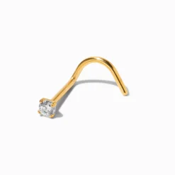20G 18kt Gold Plated Titanium Cubic Zirconia Nose Stud